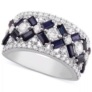 Macy's Silver-Tone Ring with Blue Baguette and White Round Stones